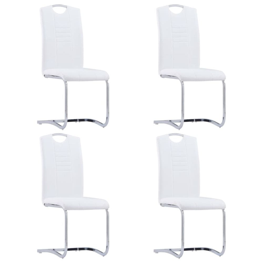 Petromila vidaXL Jedálenské stoličky, perová kostra 4 ks, biele, umelá koža
